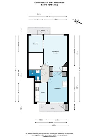 Floor plan - Esmoreitstraat 8H, 1055 CD Amsterdam 